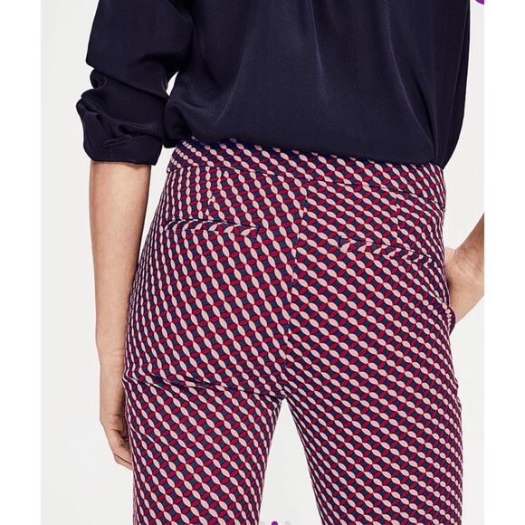 Boden Hampshire Red Geometric Petites Ponte Knit 7/8 Ankle Pant sz 10P Stretch - Picture 3 of 12